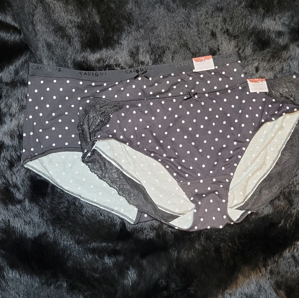 🩷Women's Plus Cotton Polka-dot Hipster/Brief Bundle 2X or 18/20